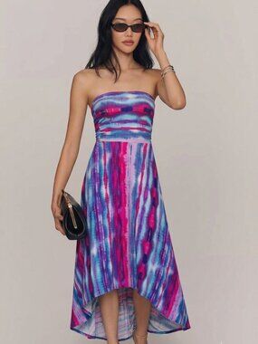Felicity & Coco Strapless Maxi Dress Pink Blue Beach Sz S 4 Free People astr